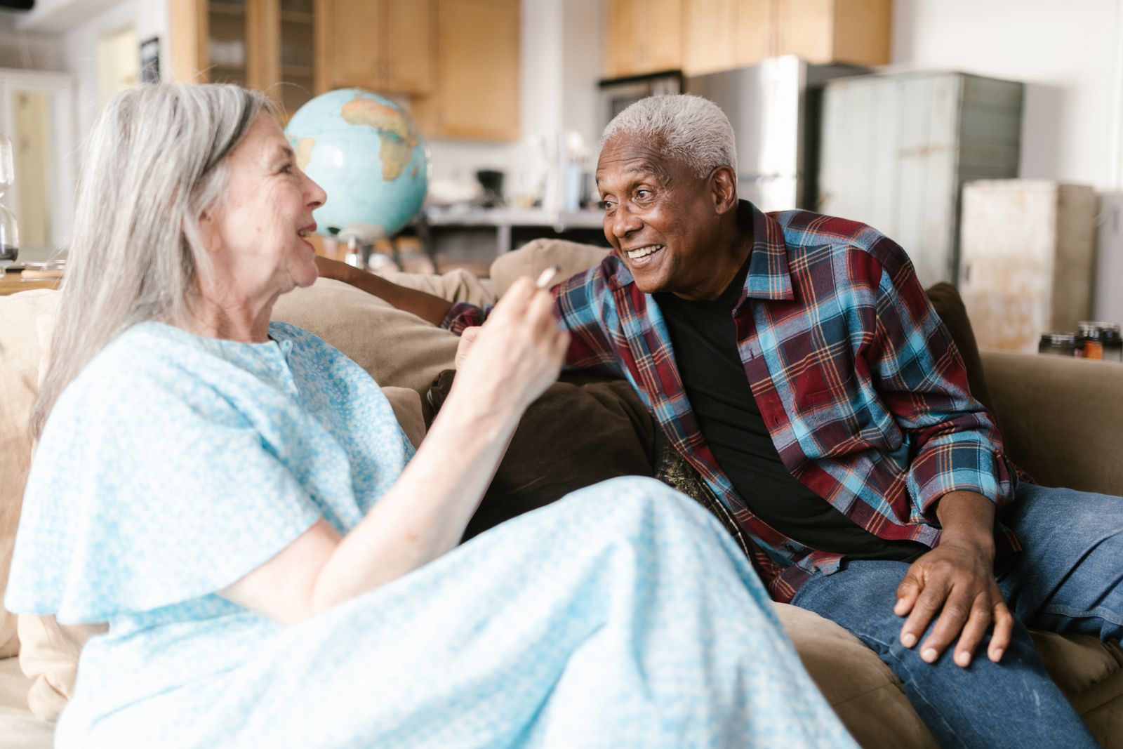 Senior enjoying a warm, comfortable moment at home in Cairo, GA